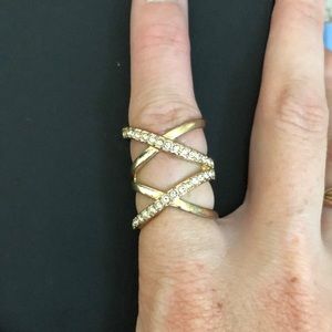 Gold colored double ring
